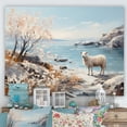 thumbnail image 1 of Designart "Simplistic Beachside Sheep" Sheep Canvas Art Print, 1 of 7