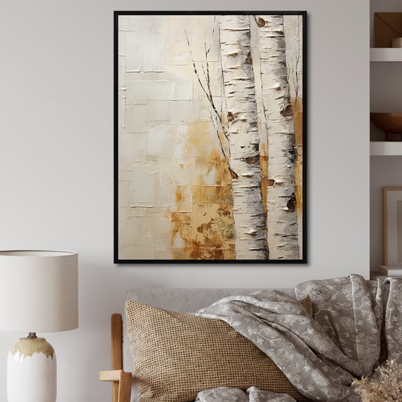 Designart "Simplistic Birch Essence II" Tree Birch Floater Framed Canvas Art Print