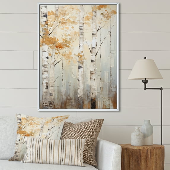 Designart "Simplistic Birch Essence" Tree Birch Floater Framed Canvas Prints