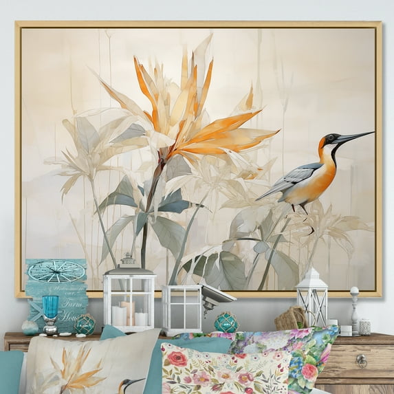 Designart "Simplistic Birds of Paradise" Birds Of Paradise Floater Framed Wall Art Prints