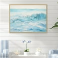 thumbnail image 1 of Designart "Simplistic Blue And White Beach" Coastal Waves Floater Framed Wall Art Prints, 1 of 5