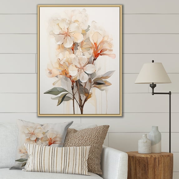Designart "Simplistic Floral Array III" Rhododendron Floater Framed Canvas Art Print