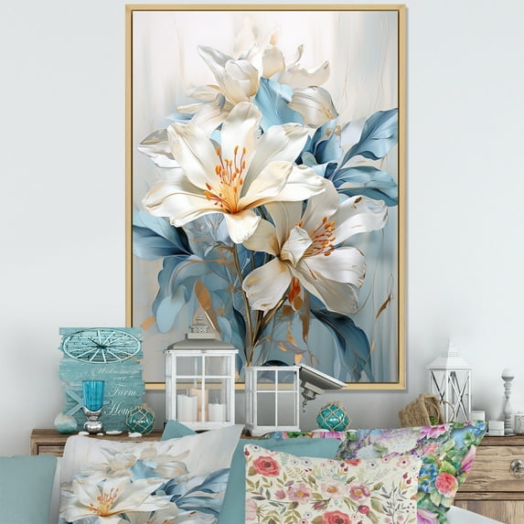 Designart "Simplistic Floral Array IV" Rhododendron Floater Framed Wall Art Prints