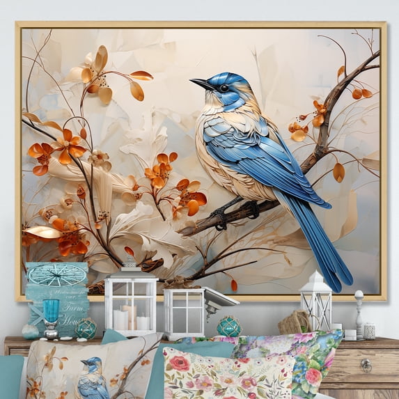Designart "Simplistic Floral Birds Of Paradise III" Birds Of Paradise Floater Framed Wall Art Prints