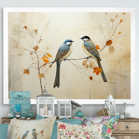 Designart "Simplistic Floral Birds Of Paradise IV" Birds Of Paradise Picture Framed Wall Art Living Room