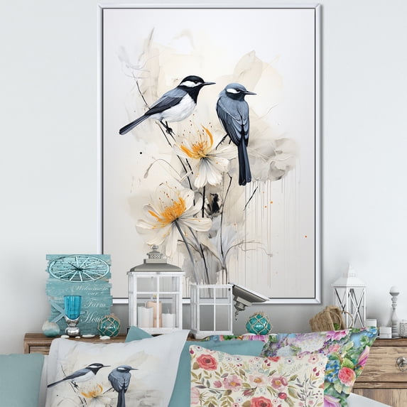 Designart "Simplistic Floral Birds Of Paradise V" Birds Of Paradise Floater Framed Wall Decor