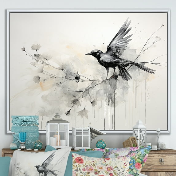 Designart "Simplistic Floral Birds Of Paradise VI" Birds Of Paradise Floater Framed Canvas Art Print