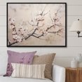 thumbnail image 1 of Designart "Simplistic Grey And Ivory Cherry Blossom" Cherry Blossom Floater Framed Wall Art Living Room, 1 of 5
