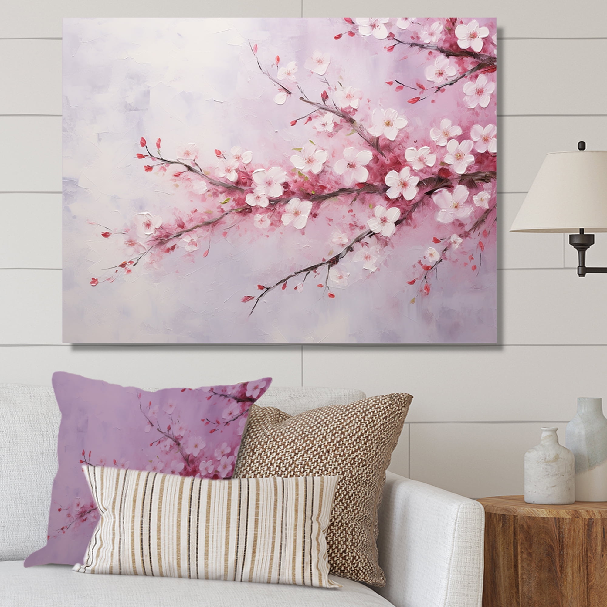 Designart "Simplistic Pink Cherry Serenity Tree I" Cherry Blossom Wall