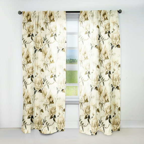 Designart "Simplistic Victorian Elegance VI" Floral Curtain Panels