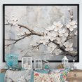 thumbnail image 1 of Designart "Simplistic White And Ash Cherry Blossom" Cherry Blossom Floater Framed Canvas Wall Art, 1 of 5