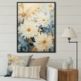 thumbnail image 1 of Designart "Simply Beige And Muted Blue Mums In Bloom III" Mums Floater Framed Canvas Prints, 1 of 5