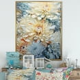 thumbnail image 1 of Designart "Simply Beige And Muted Blue Mums In Bloom V" Mums Floater Framed Wall Decor, 1 of 5