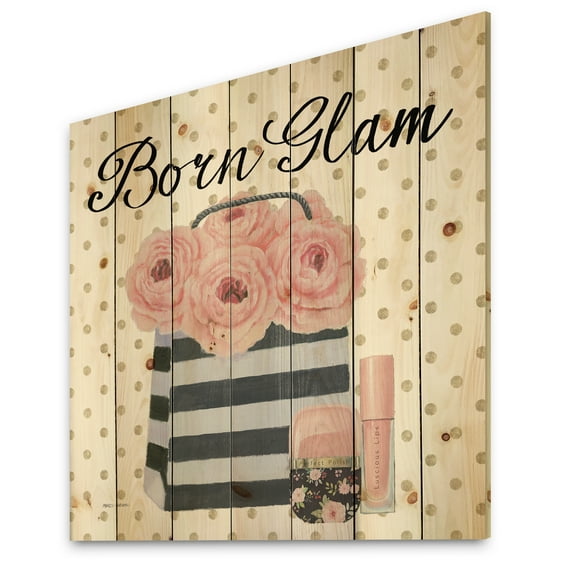 Designart 'Simply Splendid Fashion II' Posh & Luxe Print on Natural Pine Wood