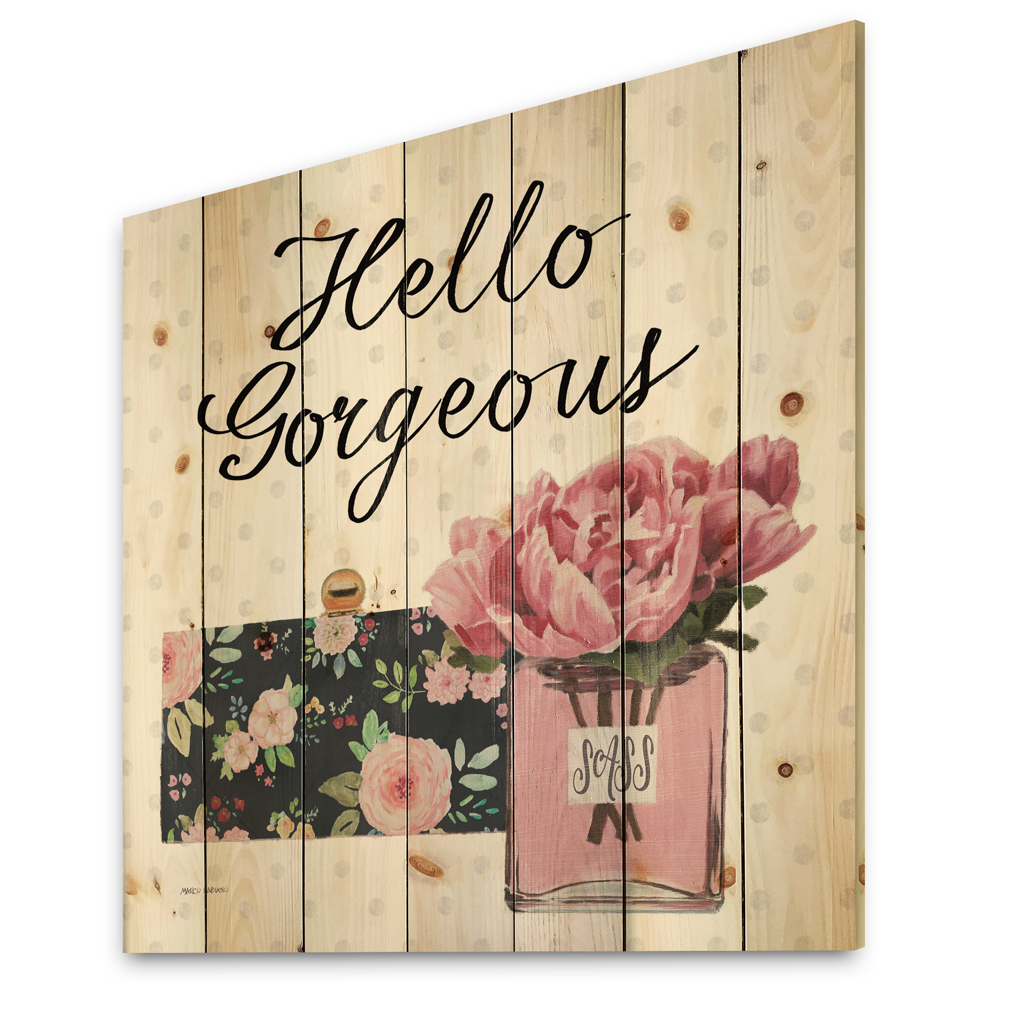 Designart 'Simply Splendid Fashion IV' Posh & Luxe Print on Natural Pine Wood