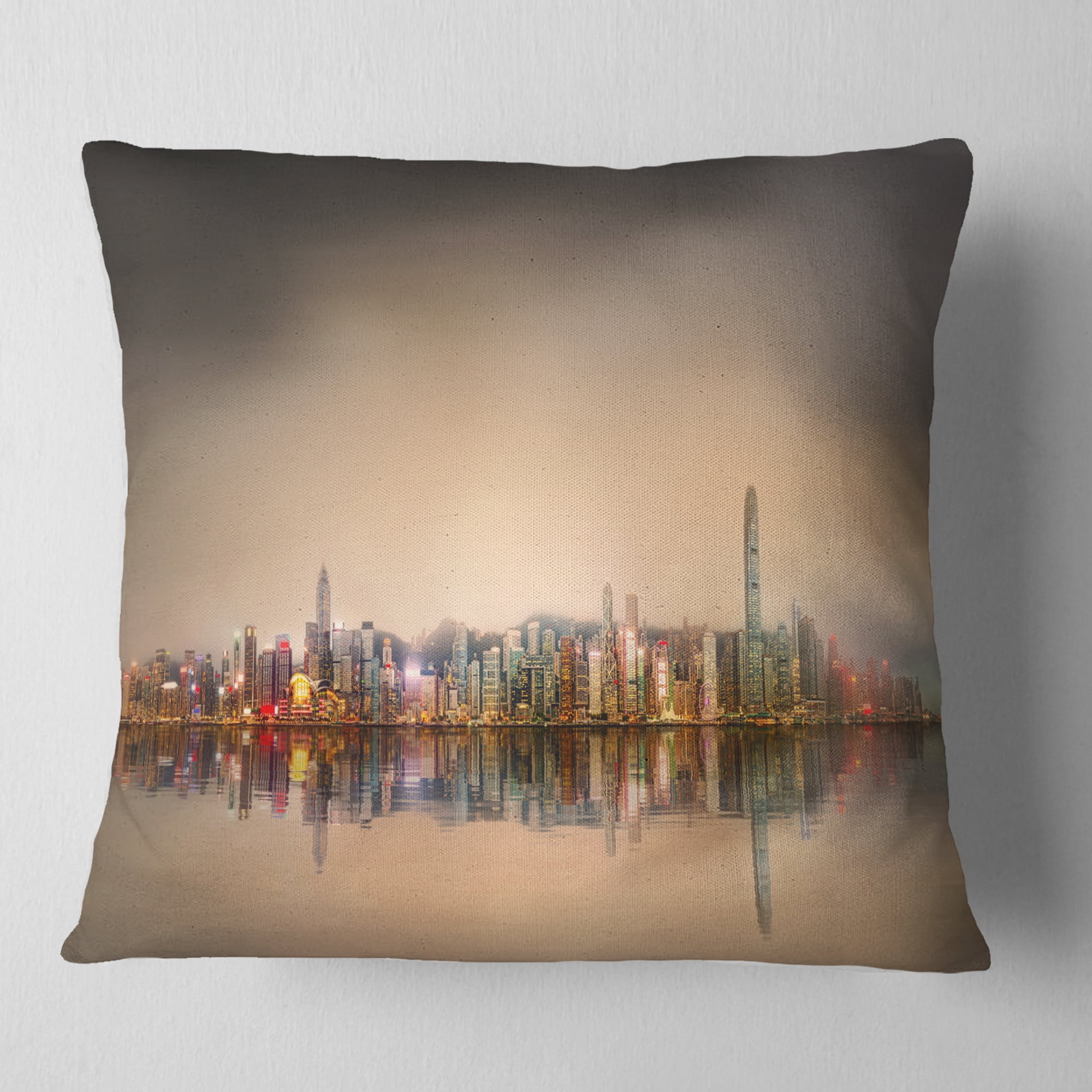 Designart Singapore Financial District Skyscrapers - Cityscape Throw Pillow - 18x18