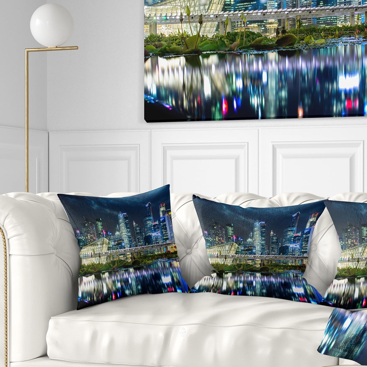 Designart Singapore Financial District&nbsp; - Cityscape Photo Throw Pillow - 18x18