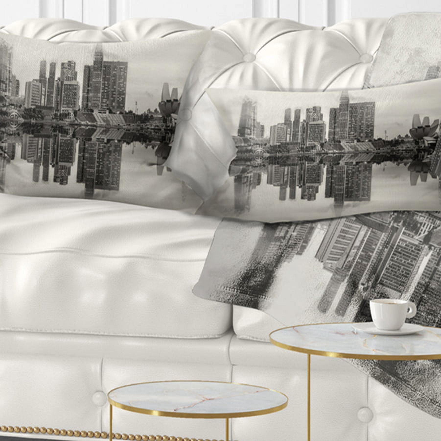 Designart Singapore Skyline View Panorama - Cityscape Throw Pillow - 12x20