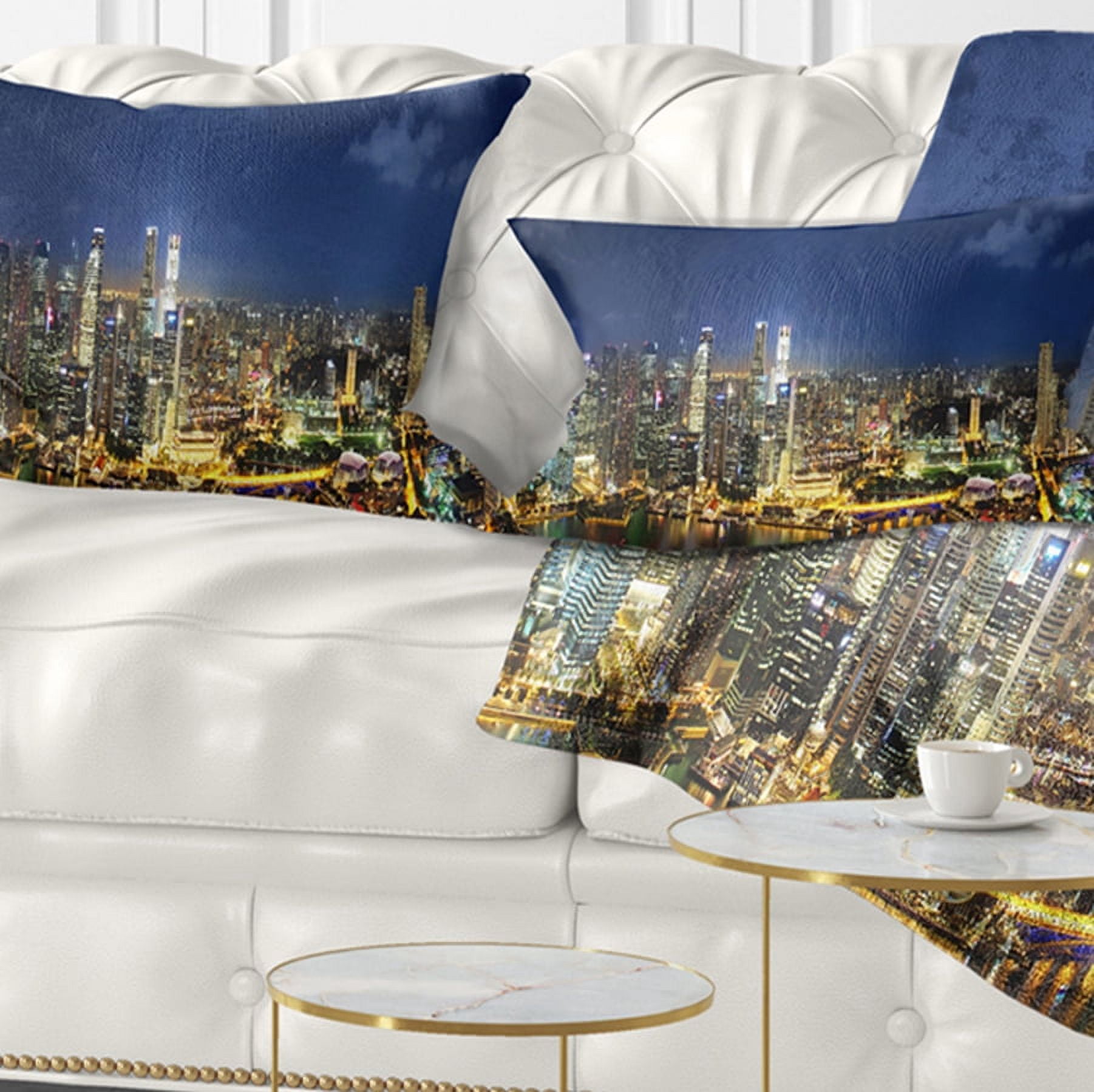 Designart Singapore Skyscrapers Panorama - Cityscape Throw Pillow - 12x20