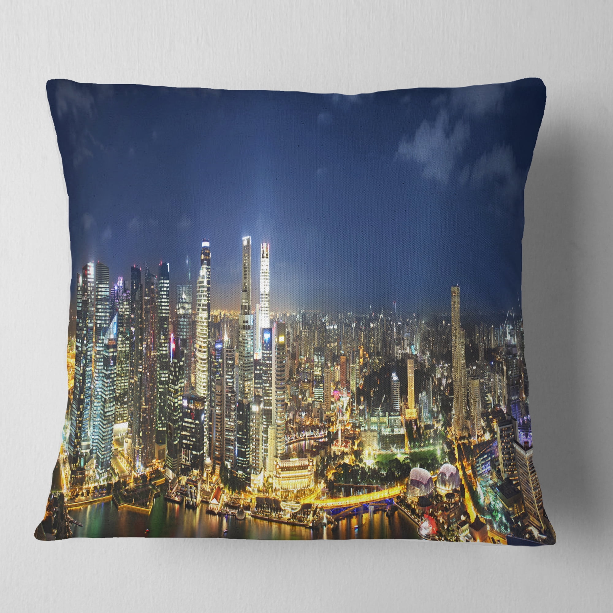 Designart Singapore Skyscrapers Panorama - Cityscape Throw Pillow - 16x16