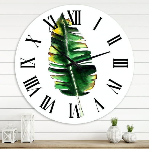 Designart 'Single Banana Leaf' Bohemian & Eclectic Wall Clock