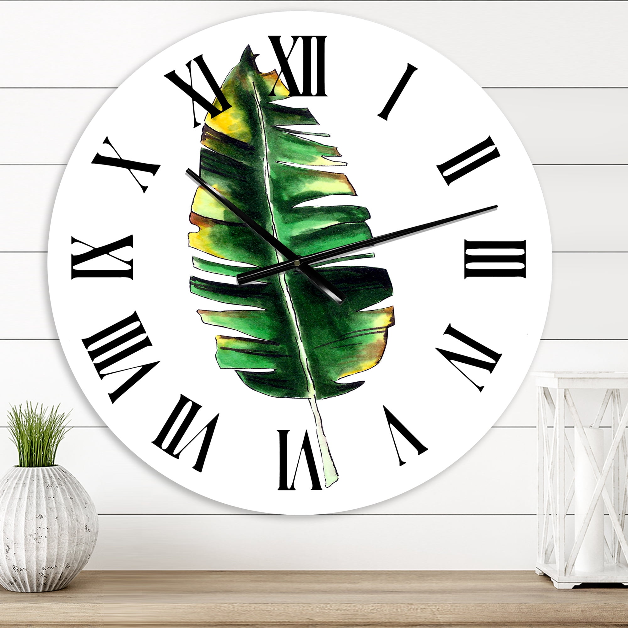 Designart 'Single Banana Leaf' Bohemian & Eclectic Wall Clock