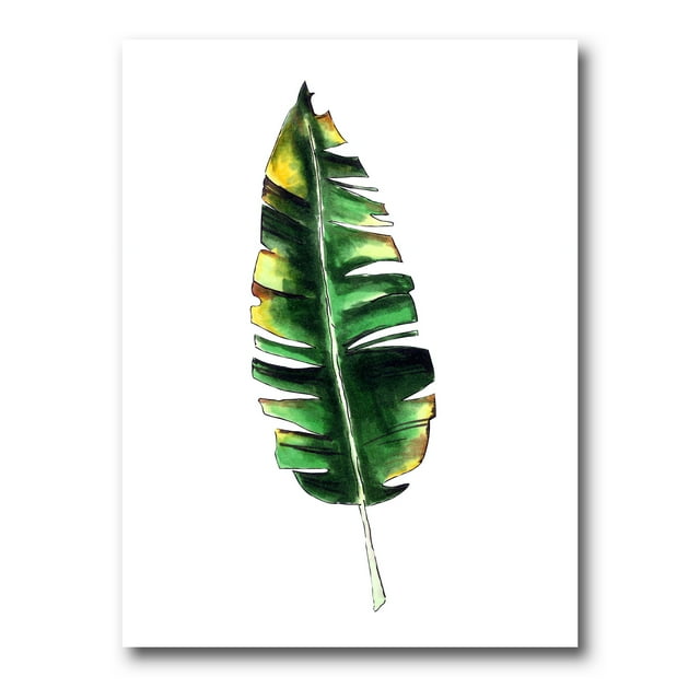 Designart ' Single Banana Leaf On White ' Bohemian & Eclectic Canvas Wall Art Print