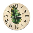 thumbnail image 1 of Designart 'Single Banana Leaf On White' Bohemian & Eclectic Wood Wall Clock, 1 of 5