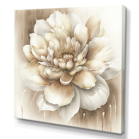 Designart Single Beige Flower II Canvas Wall Art