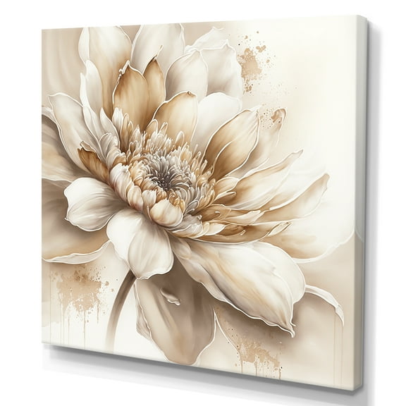 Designart Single Beige Flower III Canvas Wall Art