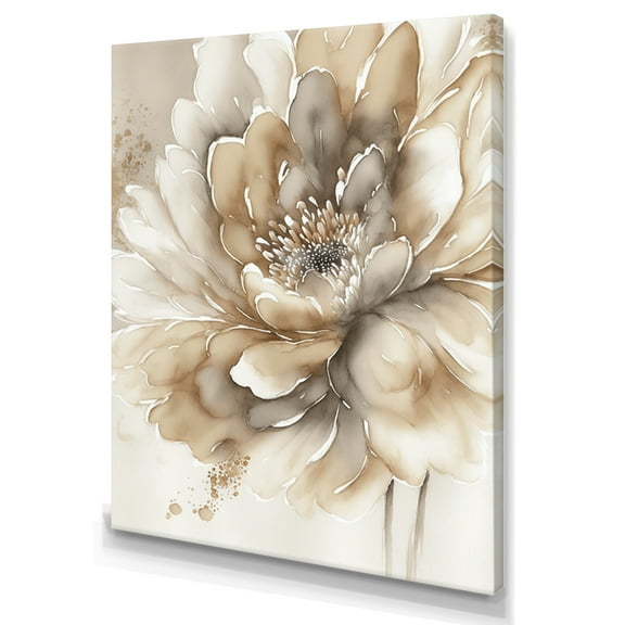 Designart Single Beige Flower IV Canvas Wall Art