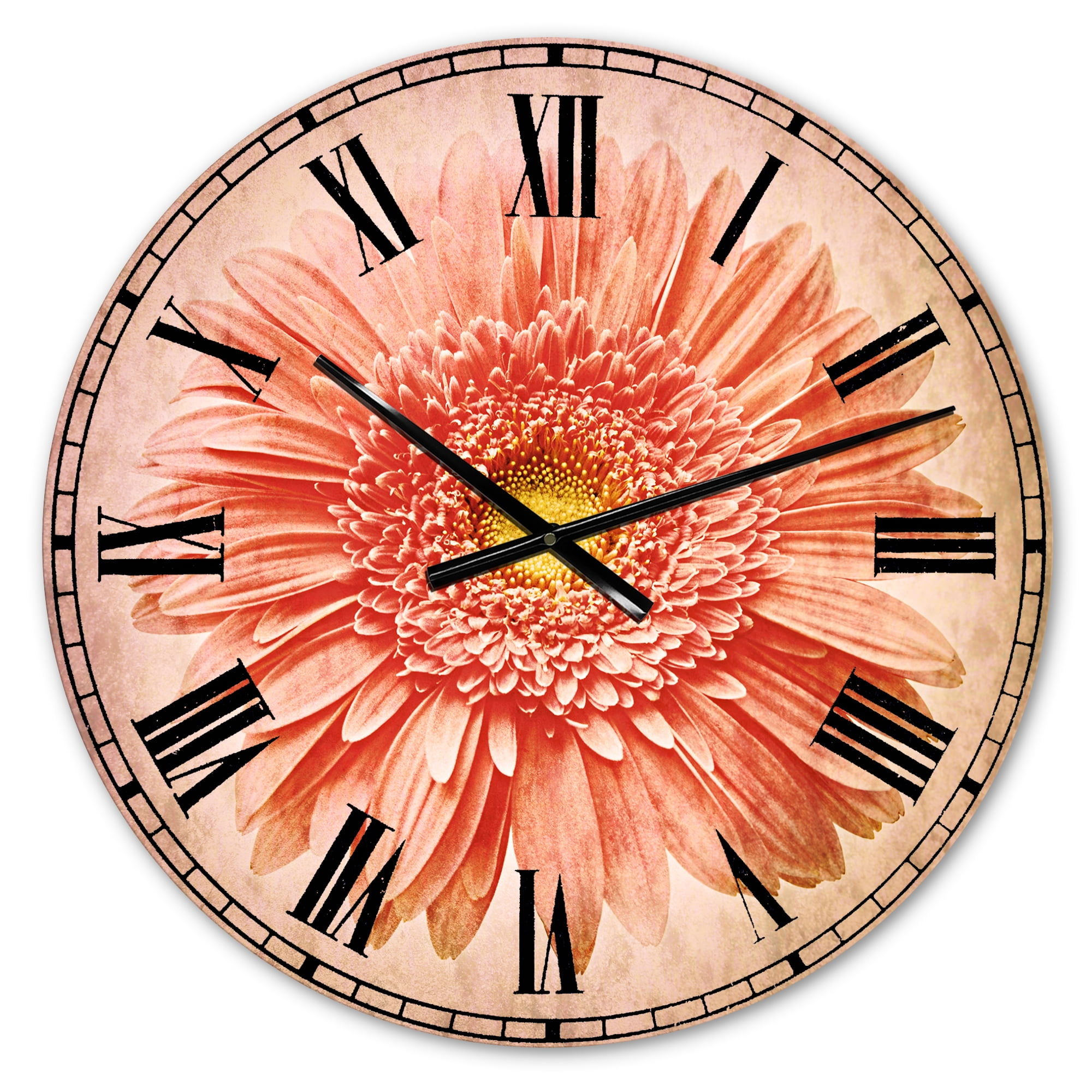 Designart 'Single Daisy on White ' Farmhouse wall clock