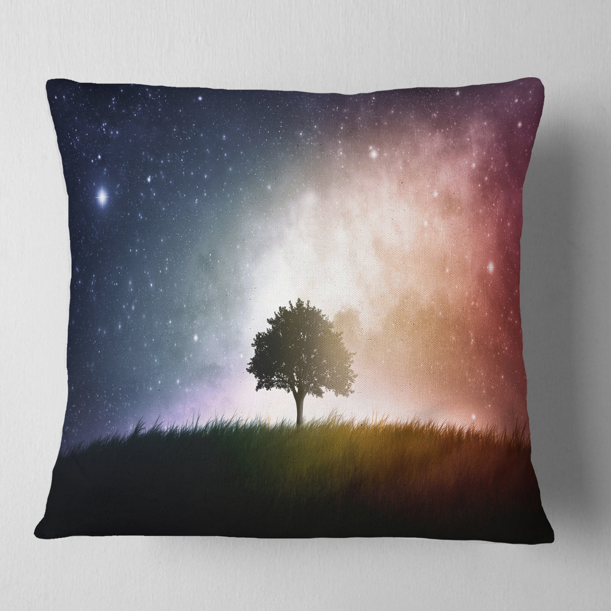 Designart Single Tree Space Background - Trees Throw Pillow - 18x18