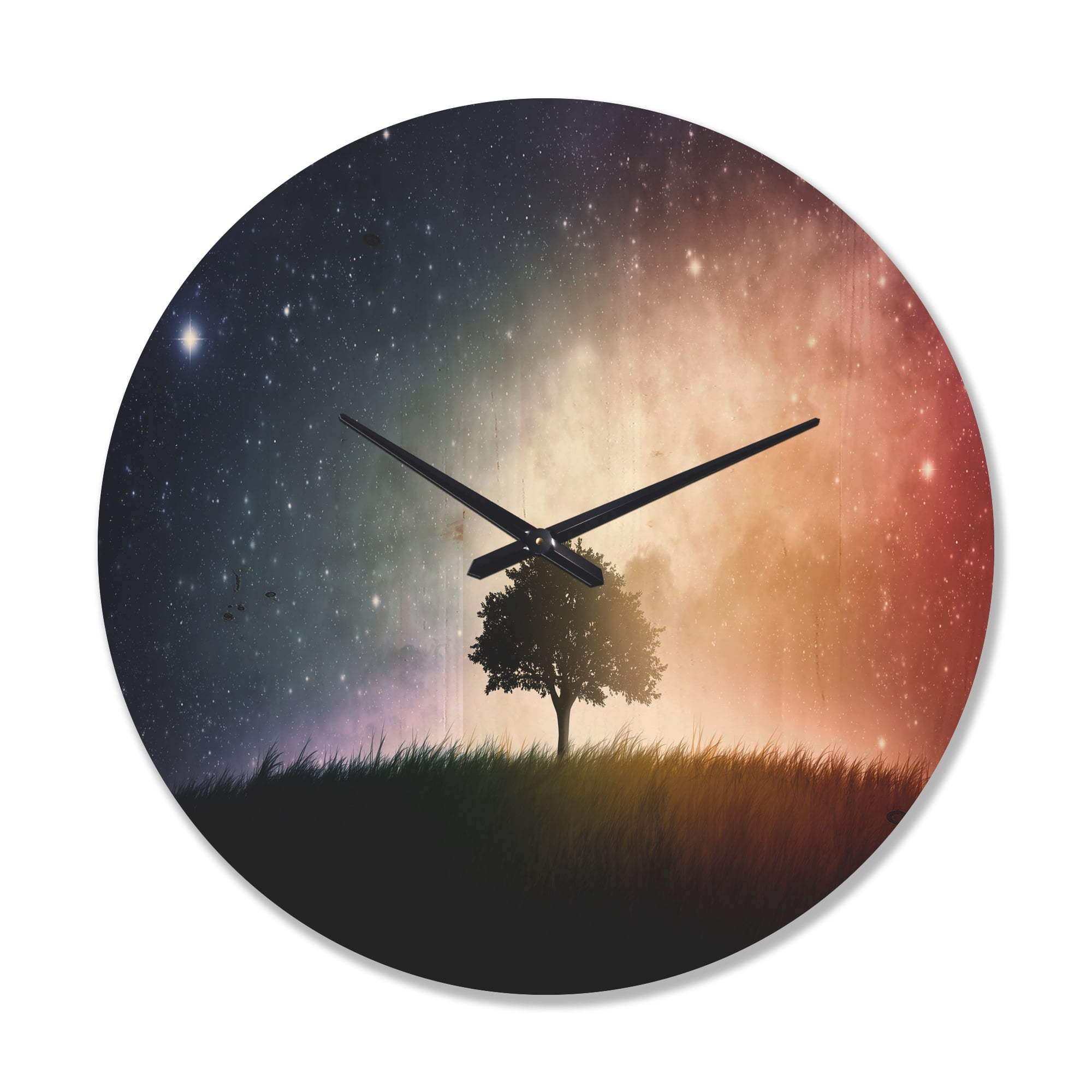 Designart 'Single Tree Space Sky' Farmhouse Wood Wall Clock