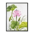 thumbnail image 1 of Designart 'Single Vintage Pink Lotus Flower With Green Leaves' Traditional Framed Canvas Wall Art Print, 1 of 5