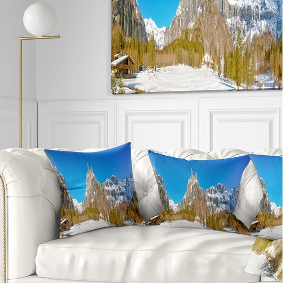 Designart Sixt Fer a Cheval Panoramic View - Landscape Printed Throw Pillow - 16x16