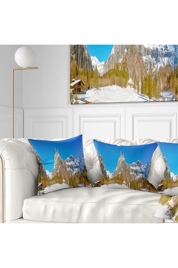 Sixt Fer a Cheval Panoramic View - Landscape Printed Throw Pillow - 18x18