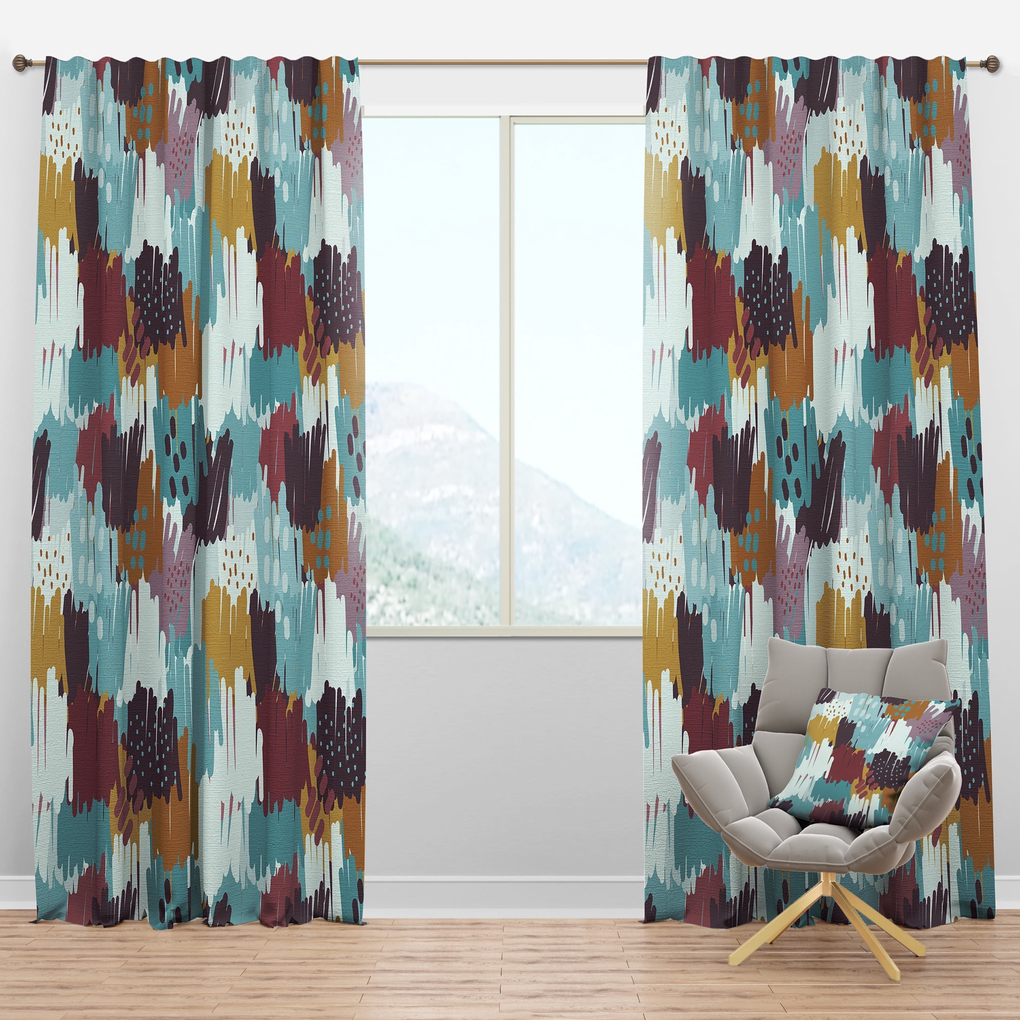 Designart 'Sketch Texture With Pattern' Modern & Contemporary Blackout Curtain Panel