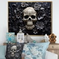 thumbnail image 1 of Designart "Skull and Crossbones Pirate Emblem" People Framed Wall Art - Modern Black Pirate Living Room Framed Canvas Art, 1 of 6