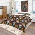 thumbnail image 1 of Designart 'Skull and Flowers' Bohemian & Eclectic Duvet Cover Set, 1 of 4