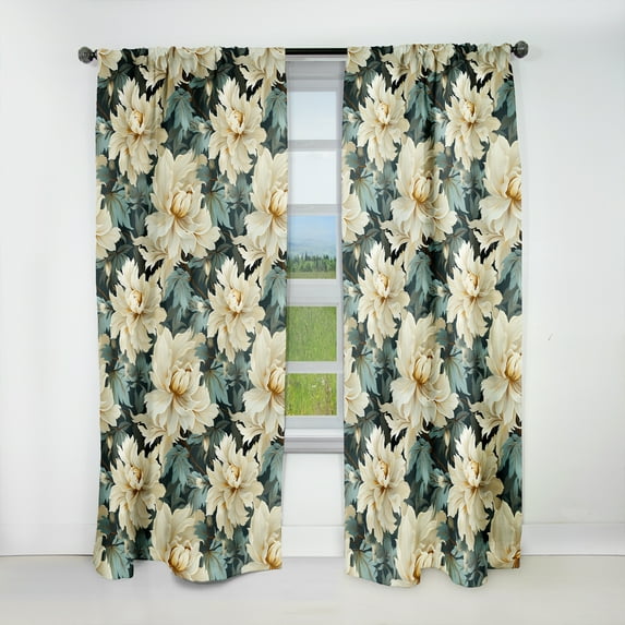 Designart "Sky Blue Damask Tranquility" Floral Blackout Curtain Single Panel