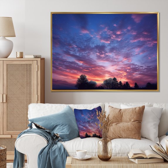 Designart "Sky Photo Mystic Twilight wall art I" Landscapes Floater Framed Wall Decor