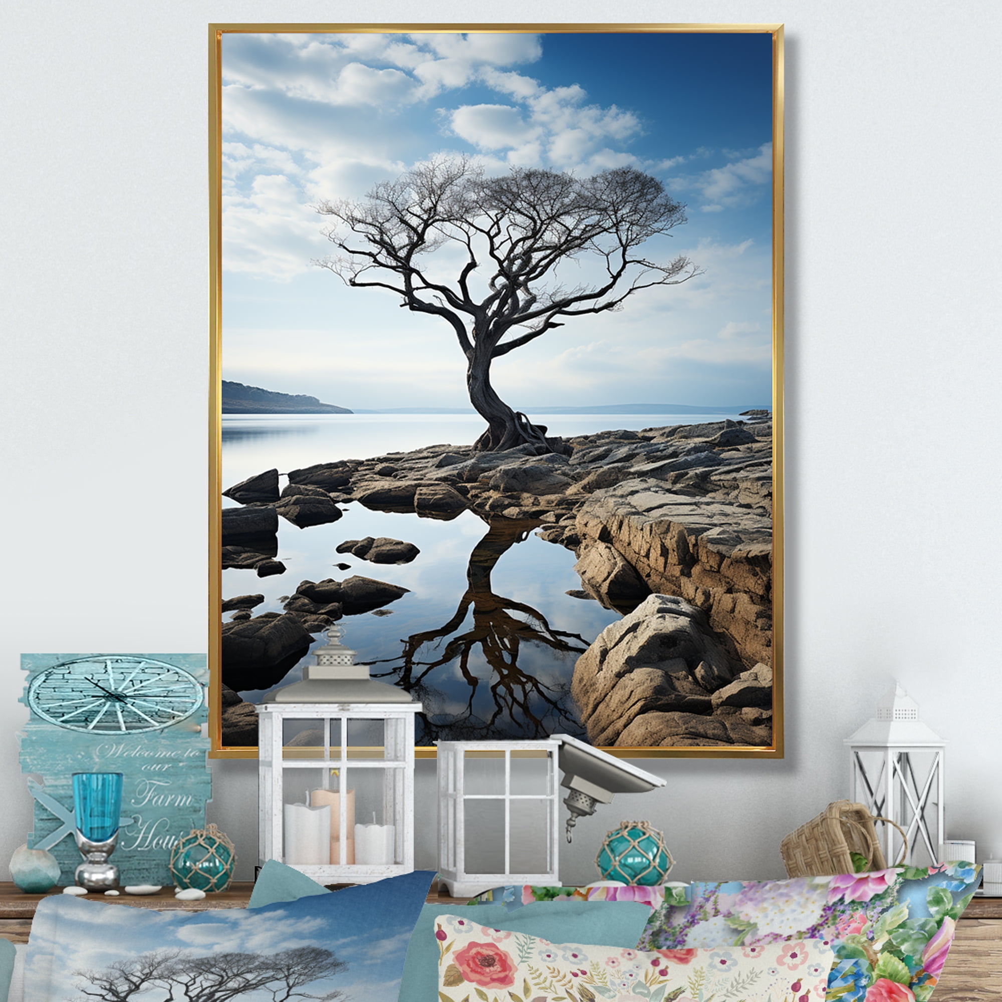 hi-dutch アート HorizonSky Sunset Horizon Painting, Blue Clear Sky