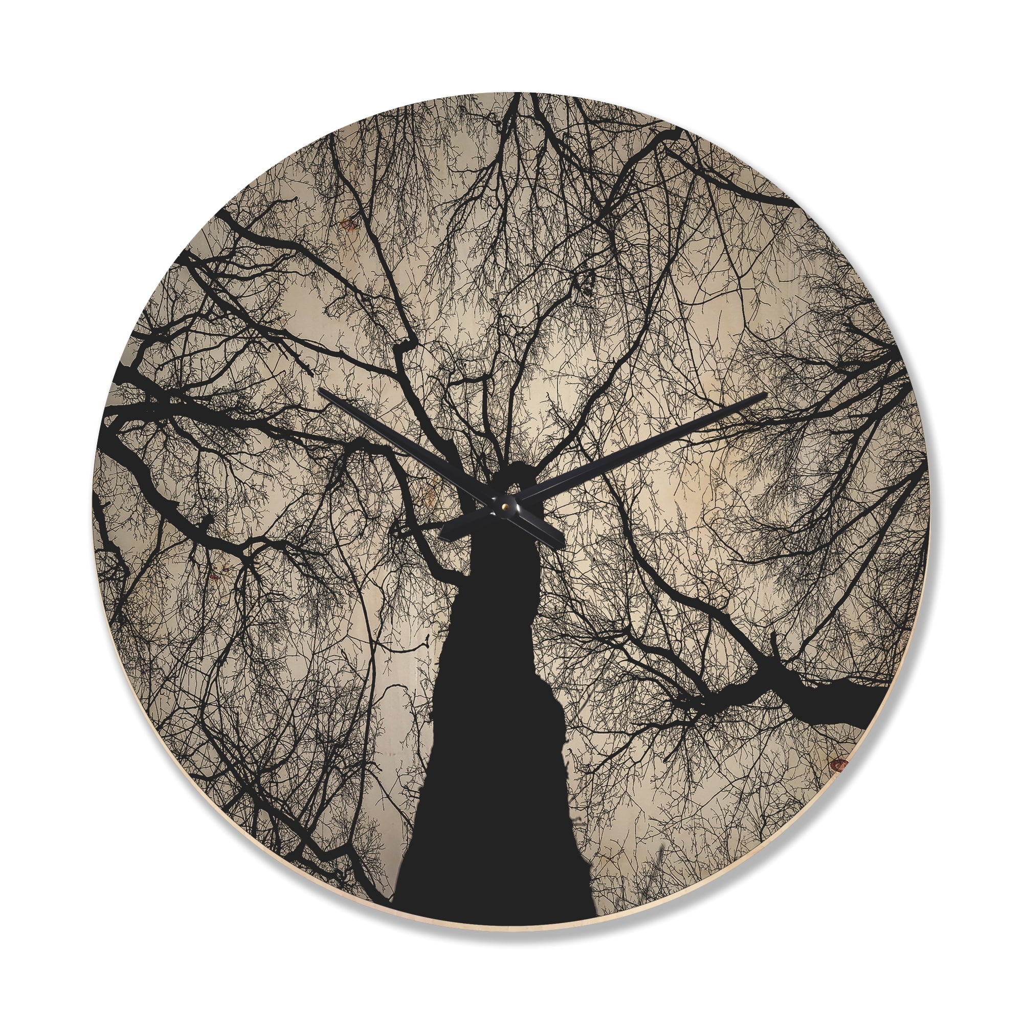 Designart 'Sky View Throught Winter Branches ' Modern Wood Wall Clock