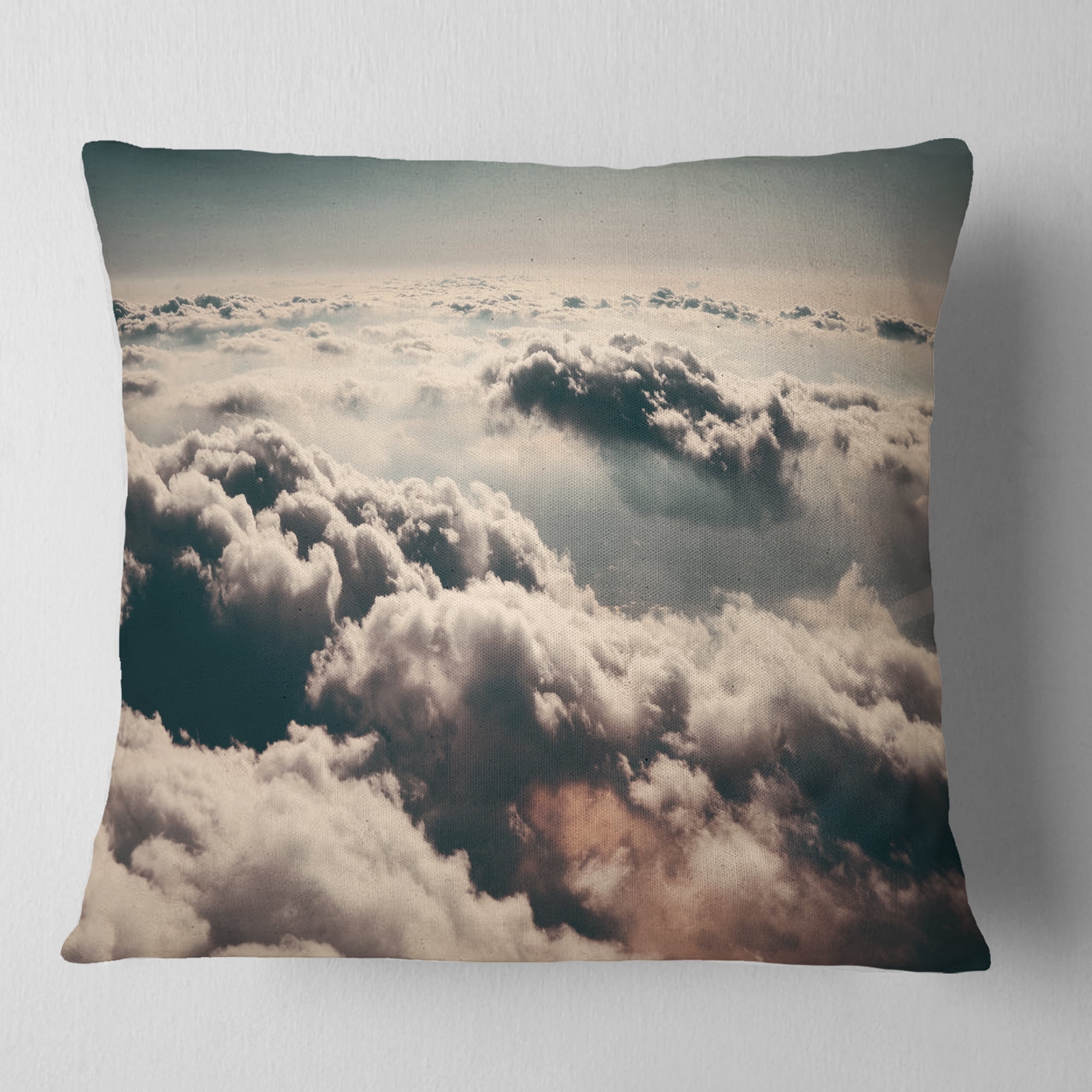 Designart Sky above Dark Heavy Clouds - Contemporary Landscape Printed Throw Pillow - 16x16