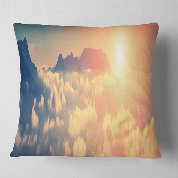 Designart Sky above Floating Clouds - Contemporary Landscape Printed Throw Pillow - 16x16