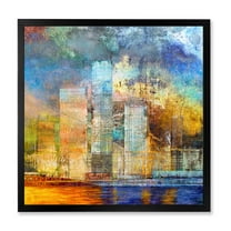Designart 'Skypscrapers In Futuristic City' Modern Framed Art Print