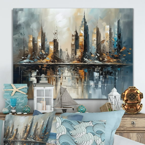 Designart "Skyscraper Abstract 2" City Metal Wall Art