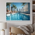 thumbnail image 1 of Designart "Skyscraper Shadows in Turquoise Miami" Cityscapes Floater Framed Canvas Print, 1 of 7