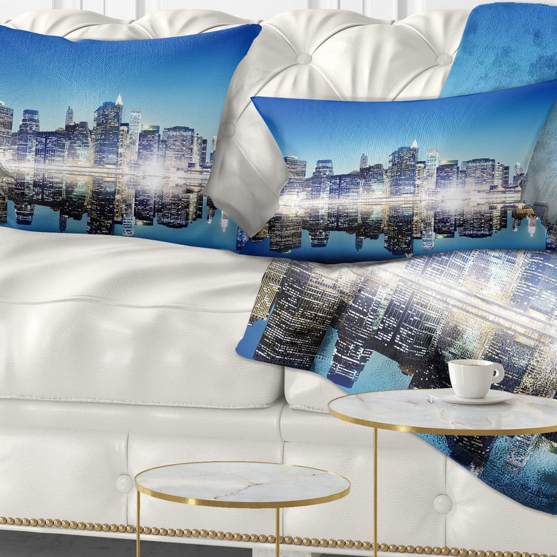 Designart Skyscraper on New York City - Cityscape Throw Pillow - 12x20